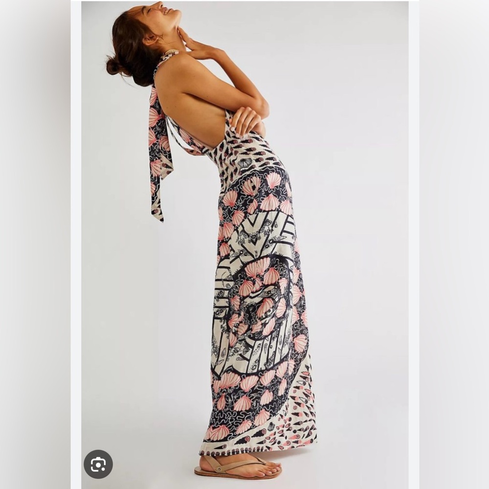 Free People x Zandra Rhodes Black and Pink Floral Jumpsuit